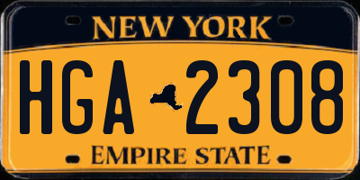 NY license plate HGA2308