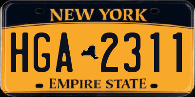 NY license plate HGA2311