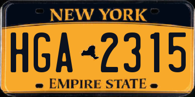 NY license plate HGA2315