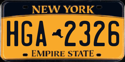 NY license plate HGA2326