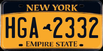 NY license plate HGA2332