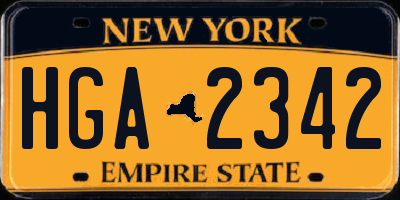 NY license plate HGA2342