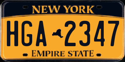 NY license plate HGA2347