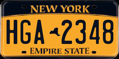 NY license plate HGA2348