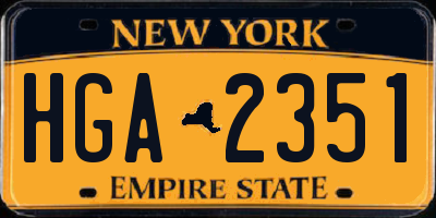 NY license plate HGA2351