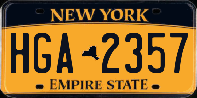 NY license plate HGA2357