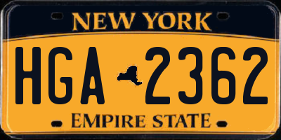 NY license plate HGA2362