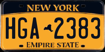 NY license plate HGA2383