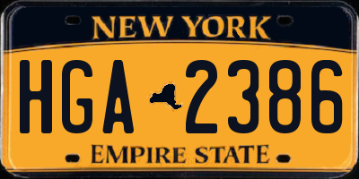 NY license plate HGA2386