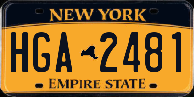 NY license plate HGA2481