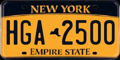 NY license plate HGA2500
