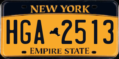 NY license plate HGA2513
