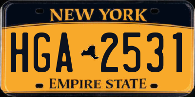 NY license plate HGA2531