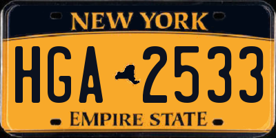 NY license plate HGA2533