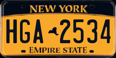 NY license plate HGA2534