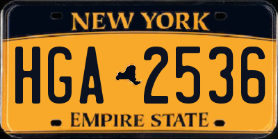 NY license plate HGA2536