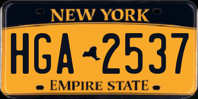 NY license plate HGA2537