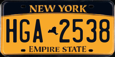 NY license plate HGA2538