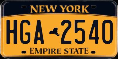 NY license plate HGA2540
