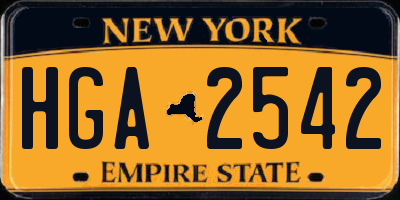 NY license plate HGA2542
