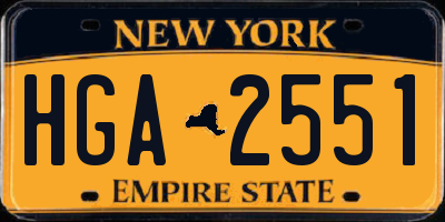 NY license plate HGA2551