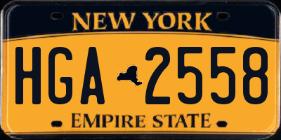 NY license plate HGA2558