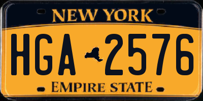 NY license plate HGA2576