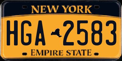 NY license plate HGA2583