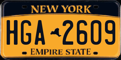 NY license plate HGA2609