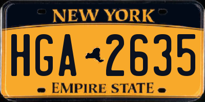 NY license plate HGA2635