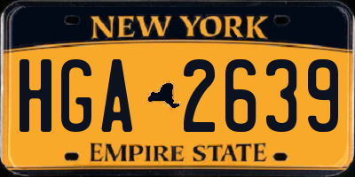 NY license plate HGA2639
