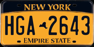 NY license plate HGA2643
