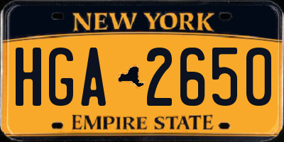 NY license plate HGA2650