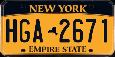 NY license plate HGA2671