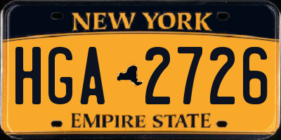 NY license plate HGA2726