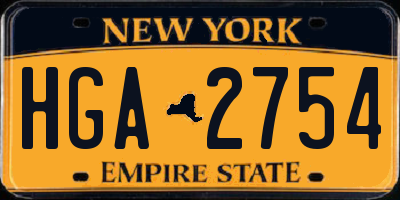 NY license plate HGA2754