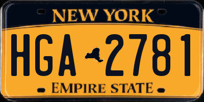 NY license plate HGA2781