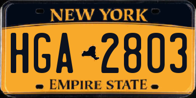 NY license plate HGA2803