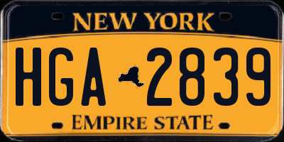NY license plate HGA2839