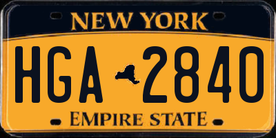 NY license plate HGA2840