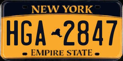 NY license plate HGA2847