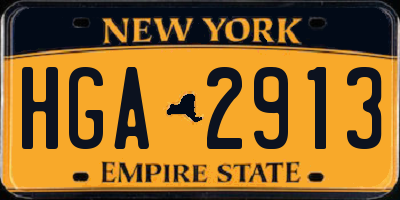 NY license plate HGA2913