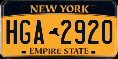 NY license plate HGA2920