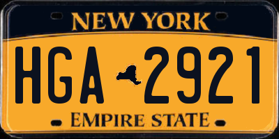NY license plate HGA2921