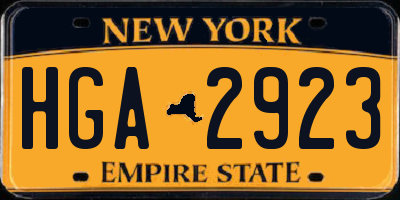 NY license plate HGA2923