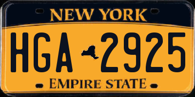 NY license plate HGA2925