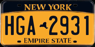NY license plate HGA2931