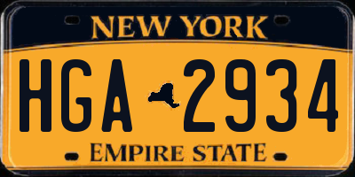 NY license plate HGA2934