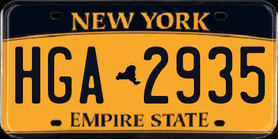 NY license plate HGA2935