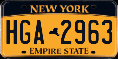 NY license plate HGA2963